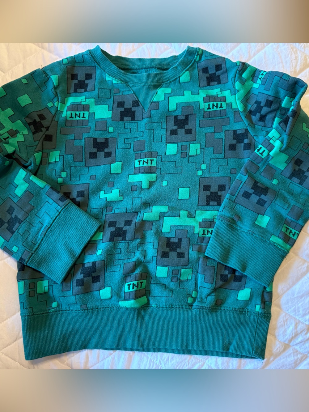 jumping beans Teal & Dark Green Pixel Crewneck Sweatshirt